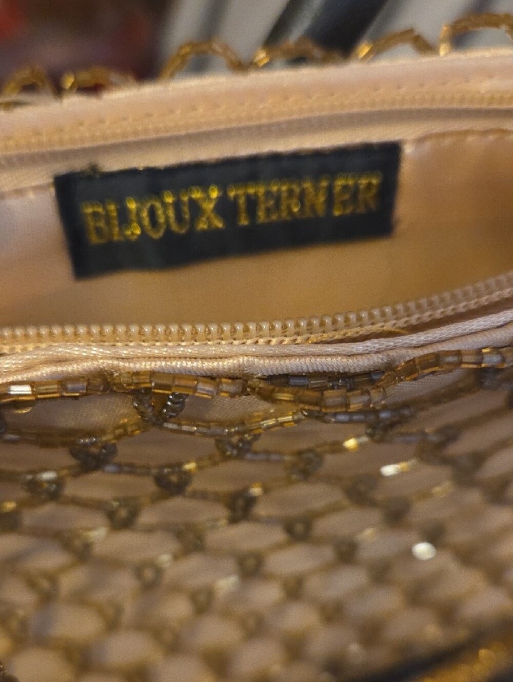 Beaded Gold and Cream Evening Tote - Picture 2 of 6